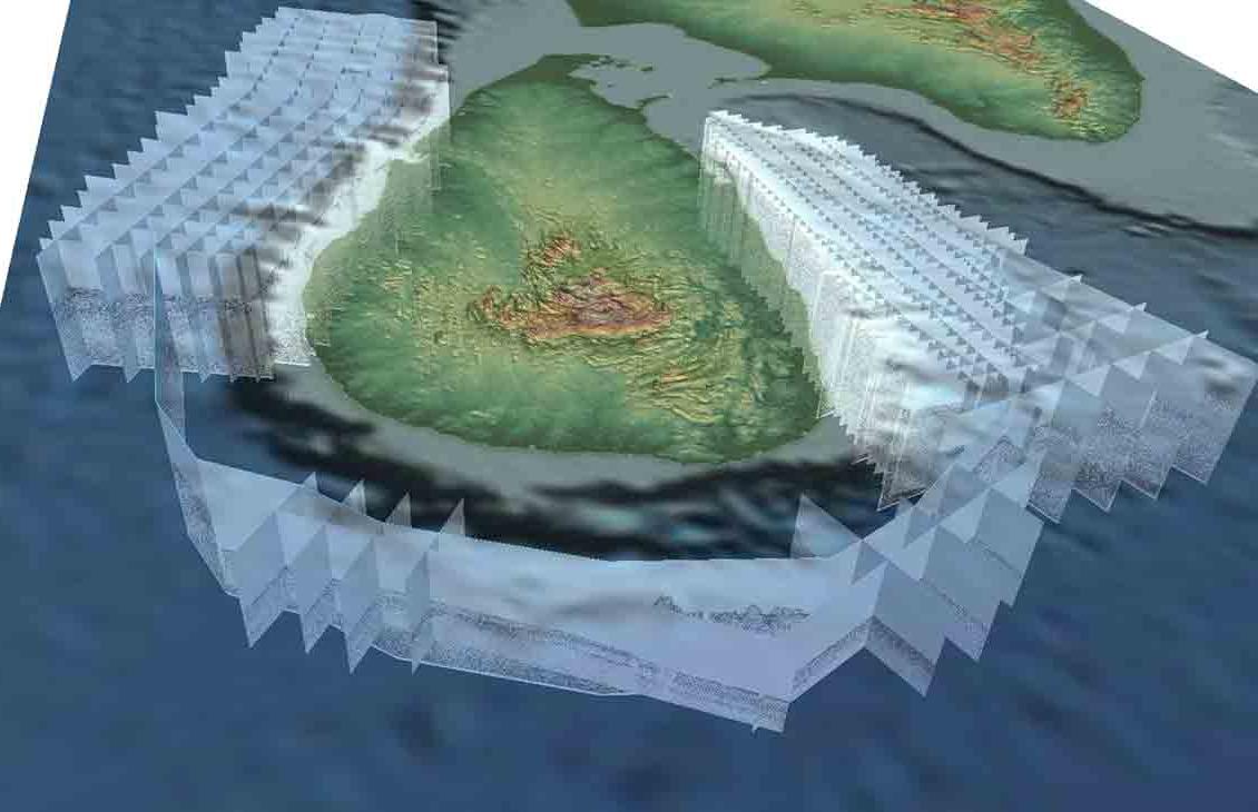 斯里兰卡海上WesternGeco地震采集的三维视图